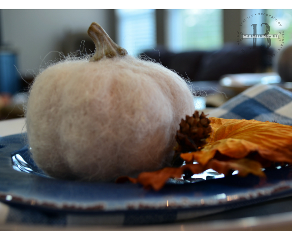 Tabletop with Felted Pumpkin