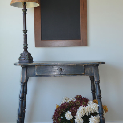 Napoleonic Blue Chalk Paint  and dark waxed Table