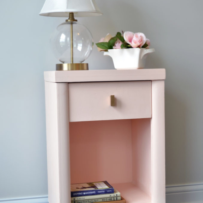Peachy/Pink chalk paint mid century modern end table with clear wax