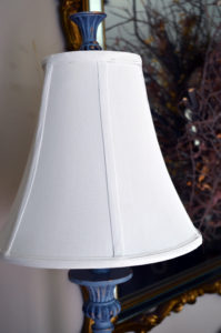 White Lampshade on a blue base