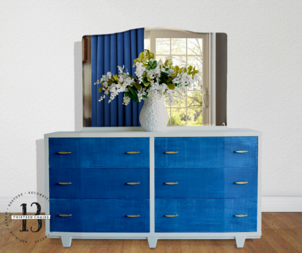 Chalky Paint Dresser with Faux Denim Drawers